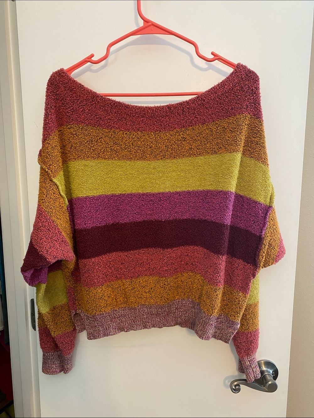 Free People Striped Bouclé Knit Sweater in Multi-Color